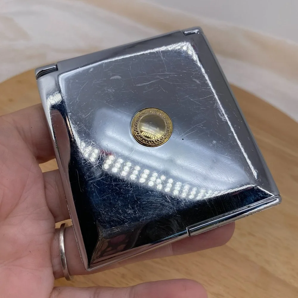 Vintage Mary Kay Compact Double Mirror Silver Tone Square Collectible Vanity